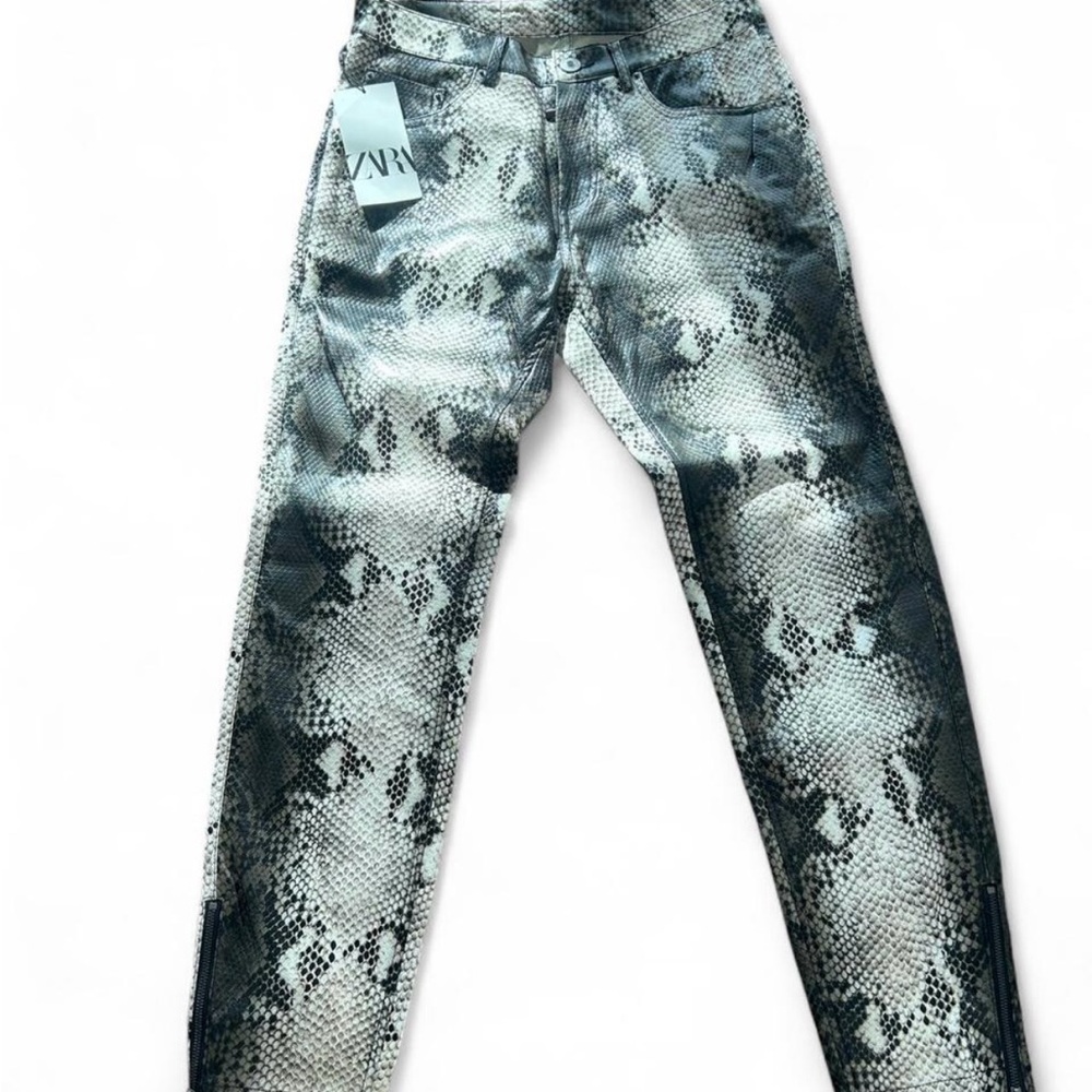 Zara Black and White Snake Print Pants